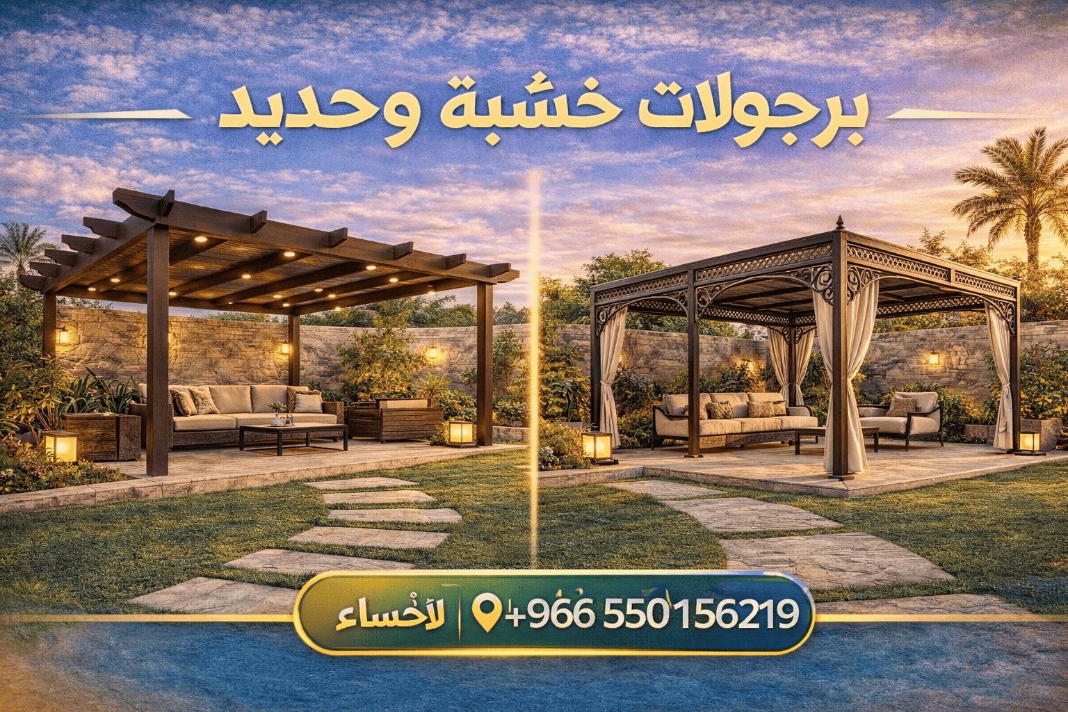 برجولات خشبية وحديد في الأحساء